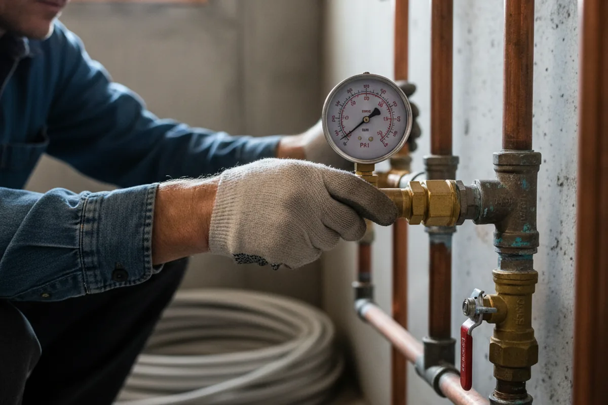Pressure testing a repaired line during Water Line Repair in Duluth